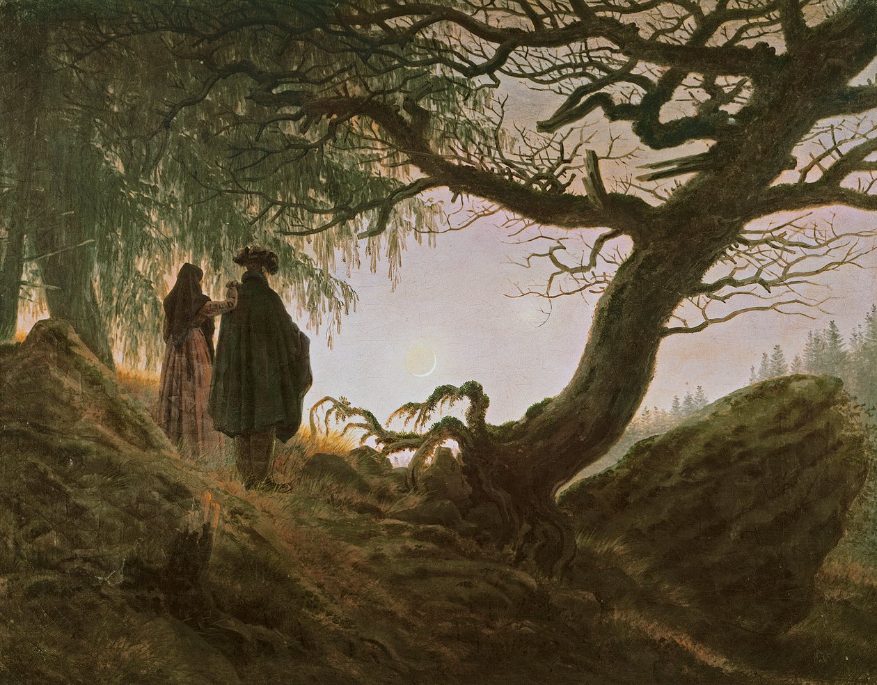 Muž a žena uvažující o měsíci od Caspara Davida Friedricha (1774-1840) od Caspar David Friedrich