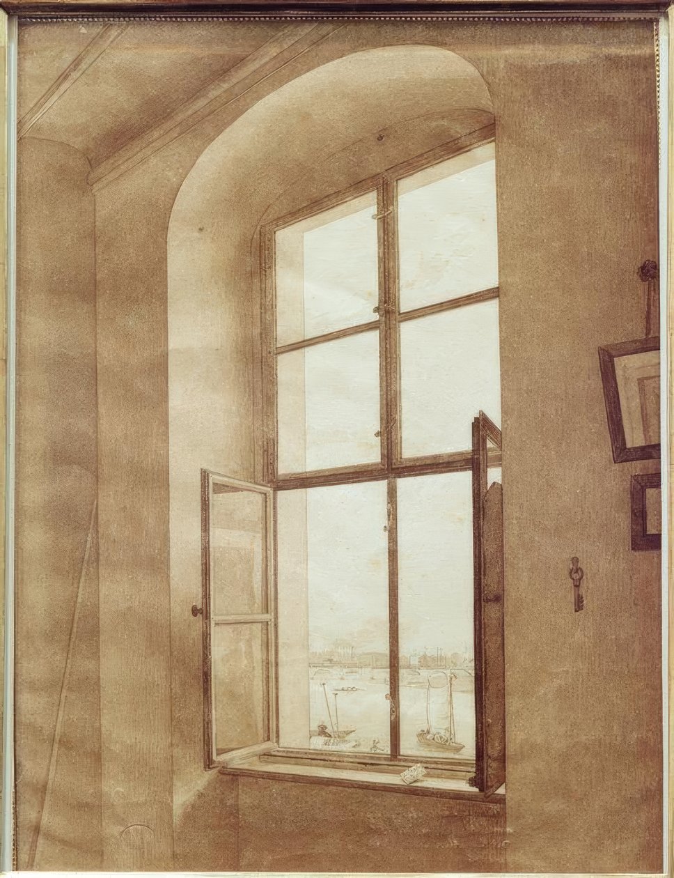 Pohled z umělcova ateliéru (levé okno) od Caspar David Friedrich