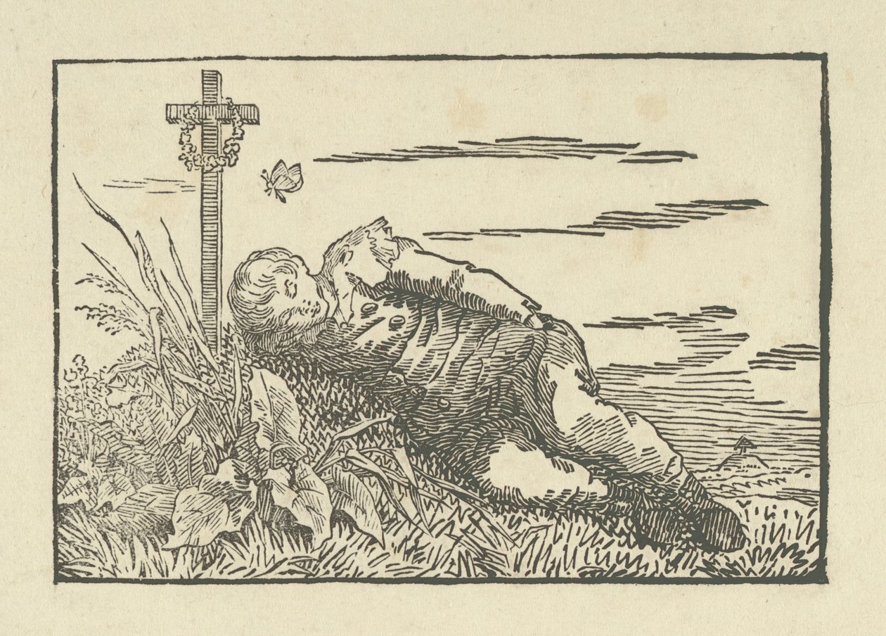 Chlapec spí na hrobě, 1802 od Caspar David Friedrich