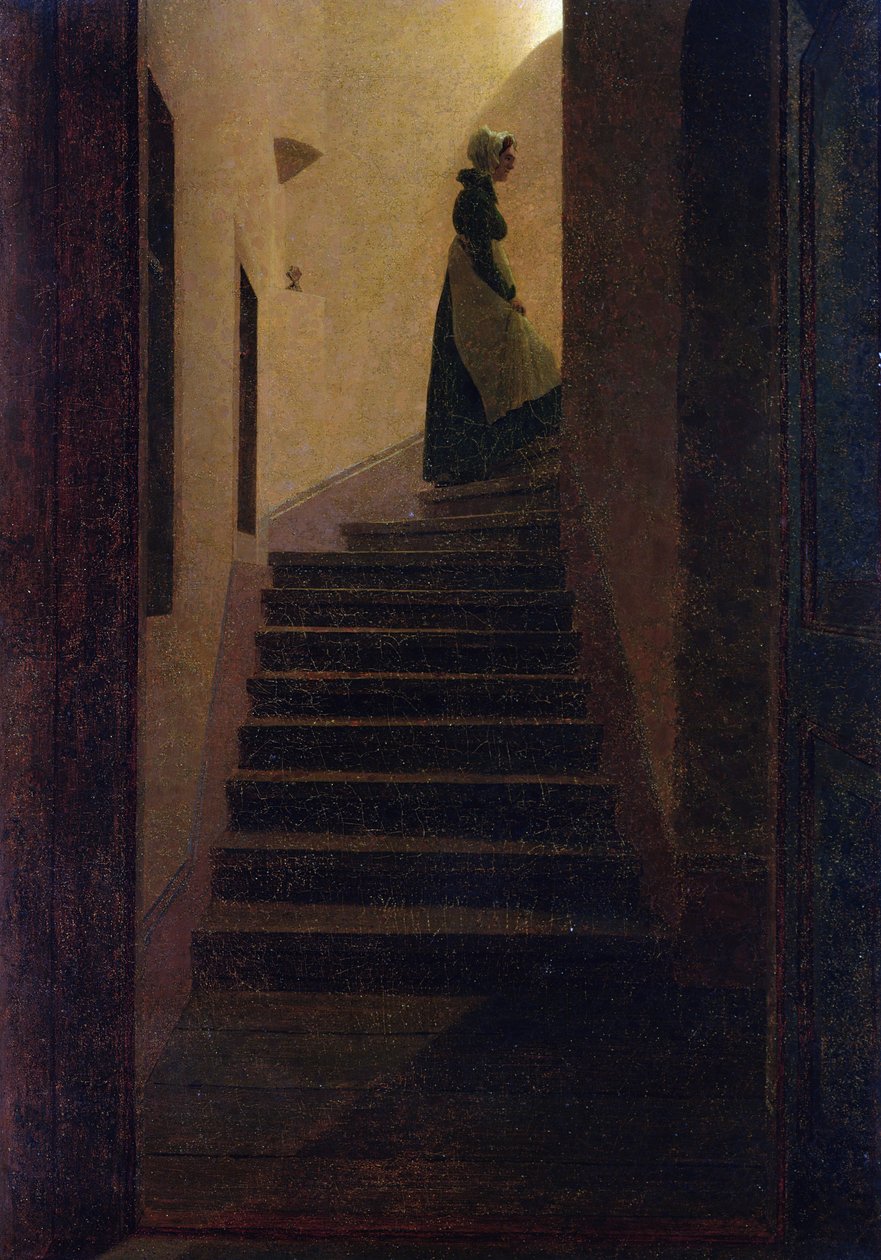 Caroline on the Stairs (olej na plátně) od Caspar David Friedrich