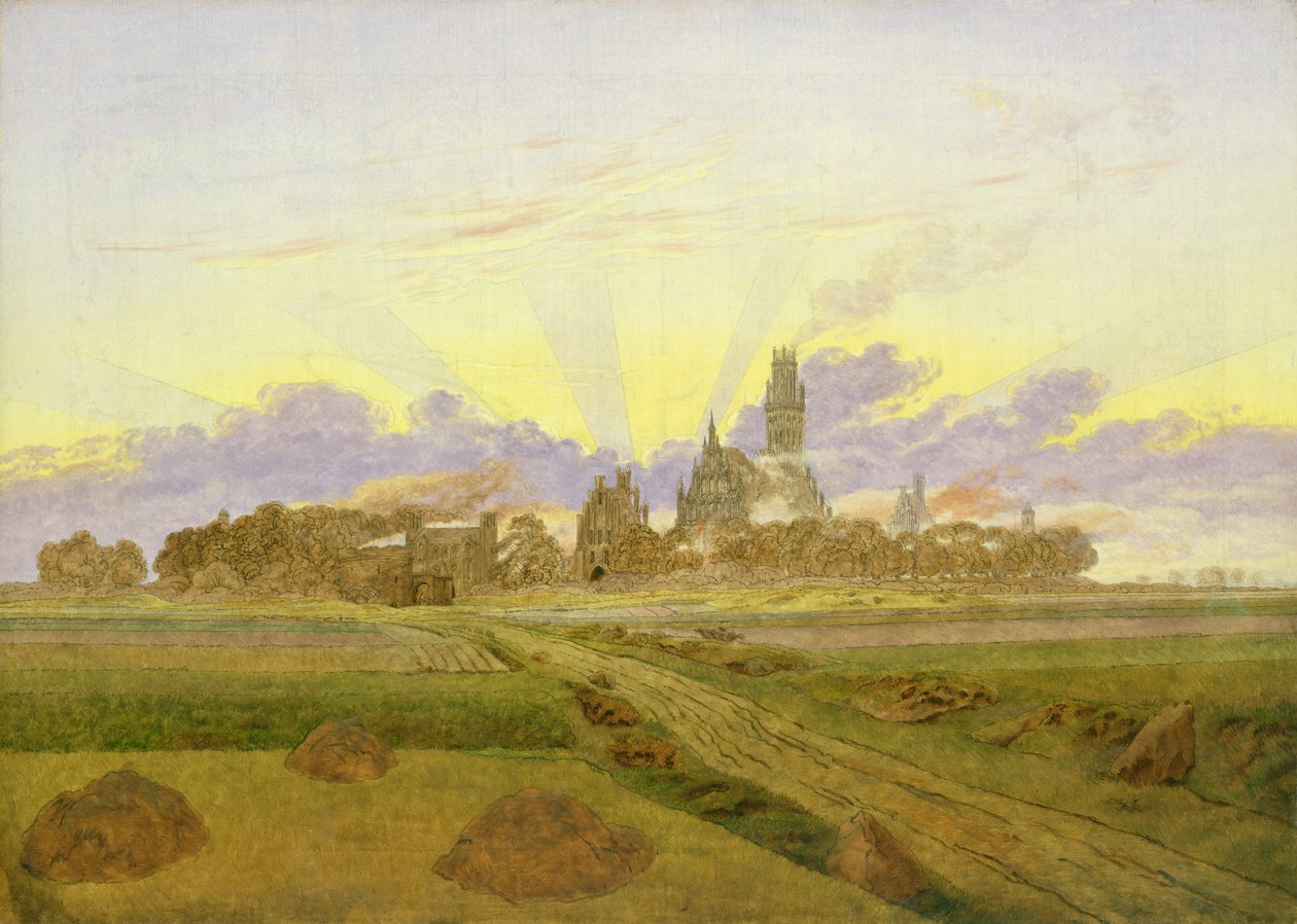 Svítání v Neubrandenburgu (olej na plátně) od Caspar David Friedrich