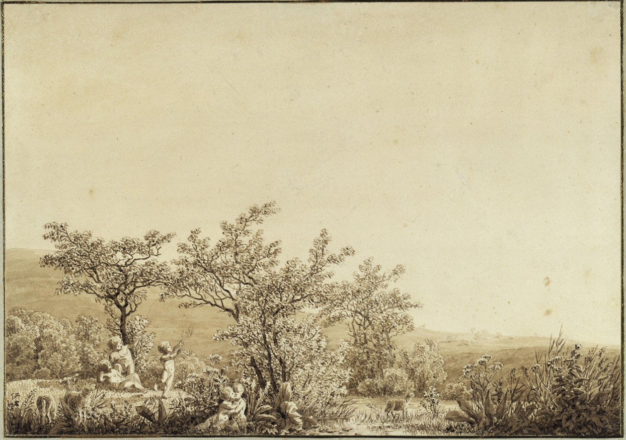 Jaro - Ráno - Dětství (z cyklu ročních období, denních dob a věků života z roku 1803) od Caspar David Friedrich