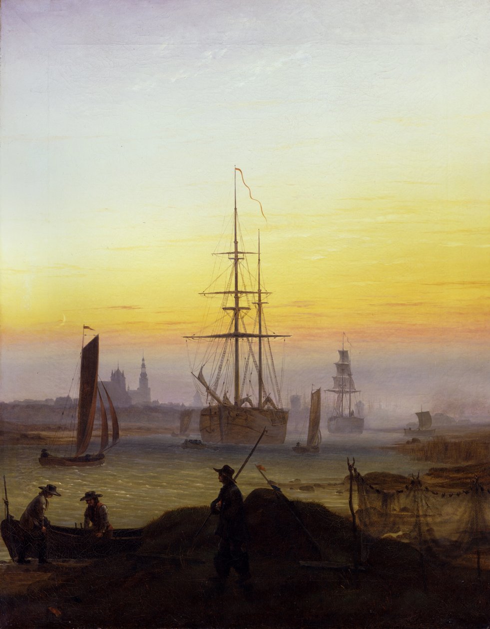 V přístavu Greifswald od Caspar David Friedrich