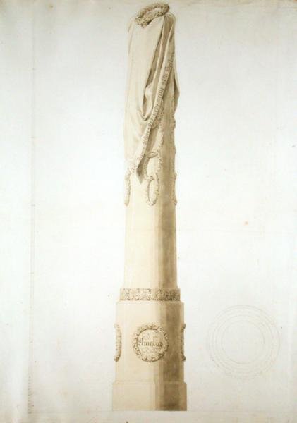 Design pro pamětní sloup (pero, tužka a sépie na papíře) od Caspar David Friedrich