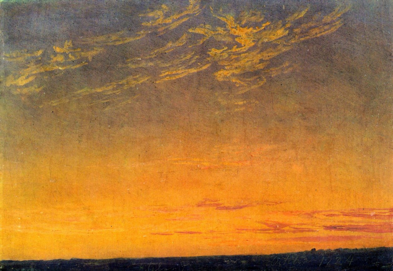 Večer s mraky od Caspara Davida Friedricha od Caspar David Friedrich