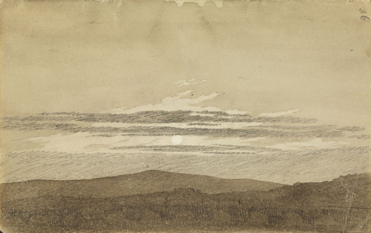 Horská krajina při západu slunce od Caspar David Friedrich
