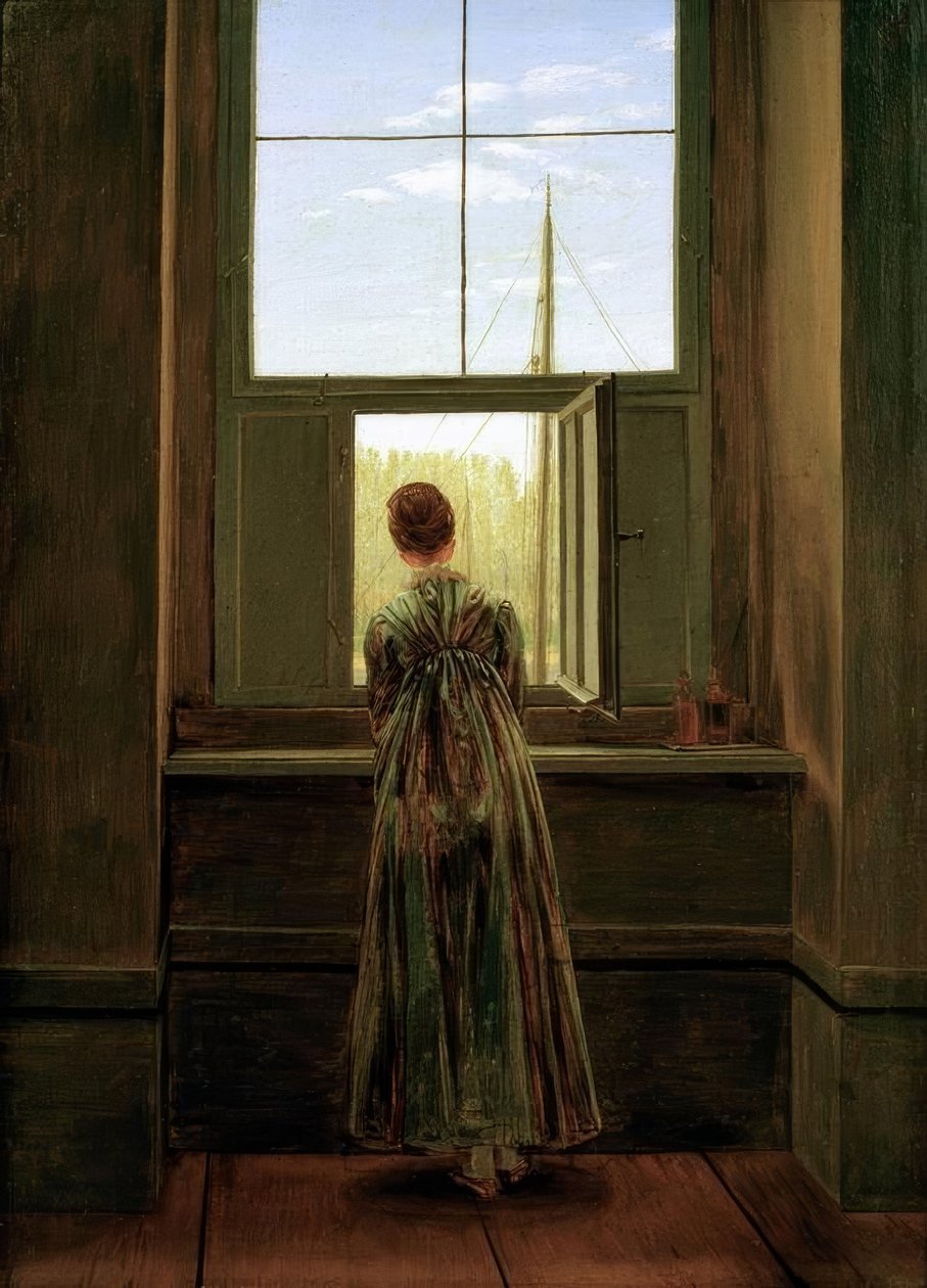 Žena u okna od Caspar David Friedrich