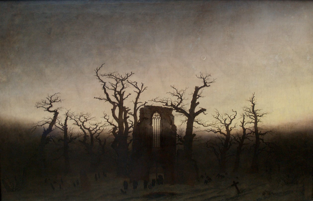 německy: Abtei im Eichwald Opatství v dubovém lese od Caspar David Friedrich
