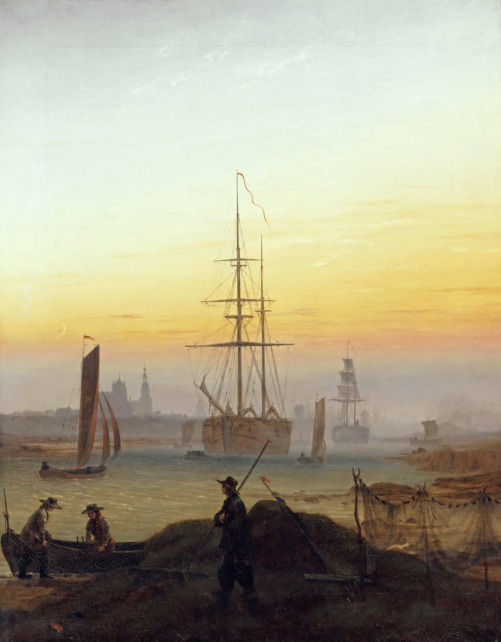 Německy: Der Greifswalder Hafen Přístav Greifswald od Caspar David Friedrich