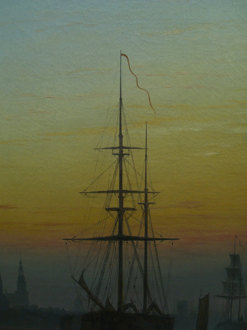 Německy: Der Greifswalder Hafen Přístav Greifswald
 detail Alternativní název (názvy): Lodě v přístavu Greifswald detail od Caspar David Friedrich
