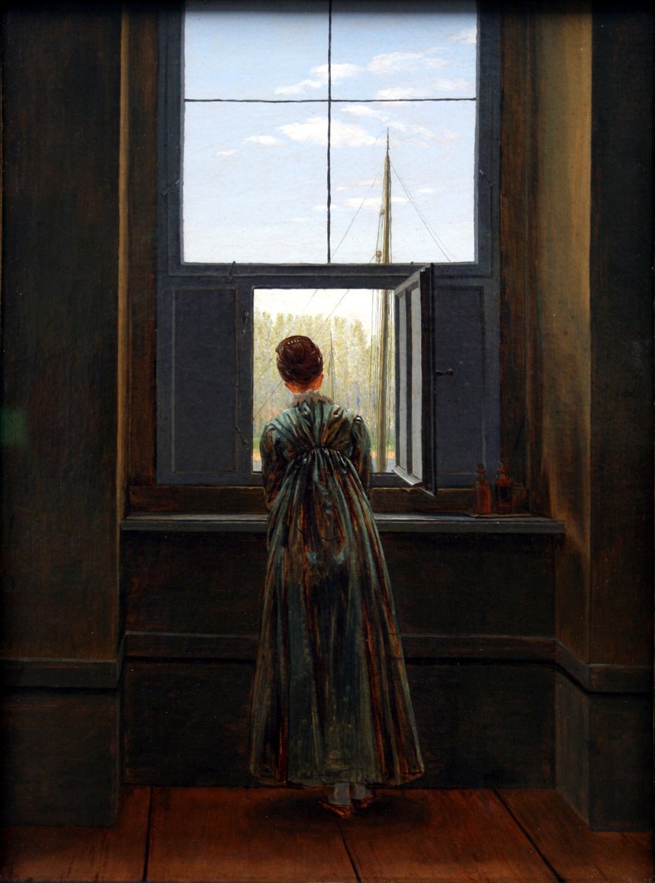 Německy: Frau am Fenster Žena u okna od Caspar David Friedrich