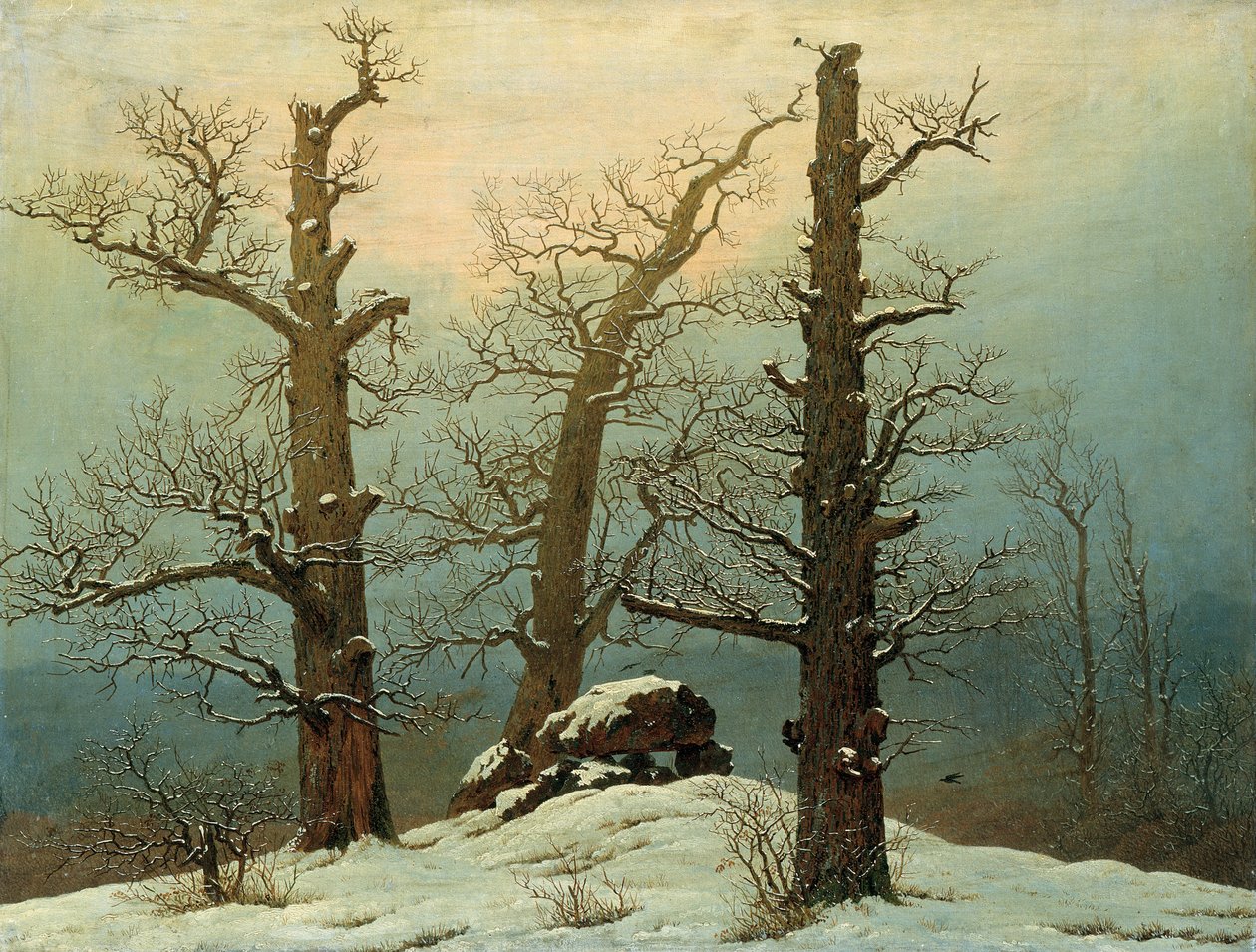 Německy: Hünengrab im Schnee Cairn in Snow od Caspar David Friedrich