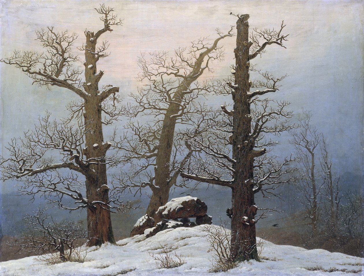 Německy: Hünengrab im Schnee Cairn in Snow od Caspar David Friedrich