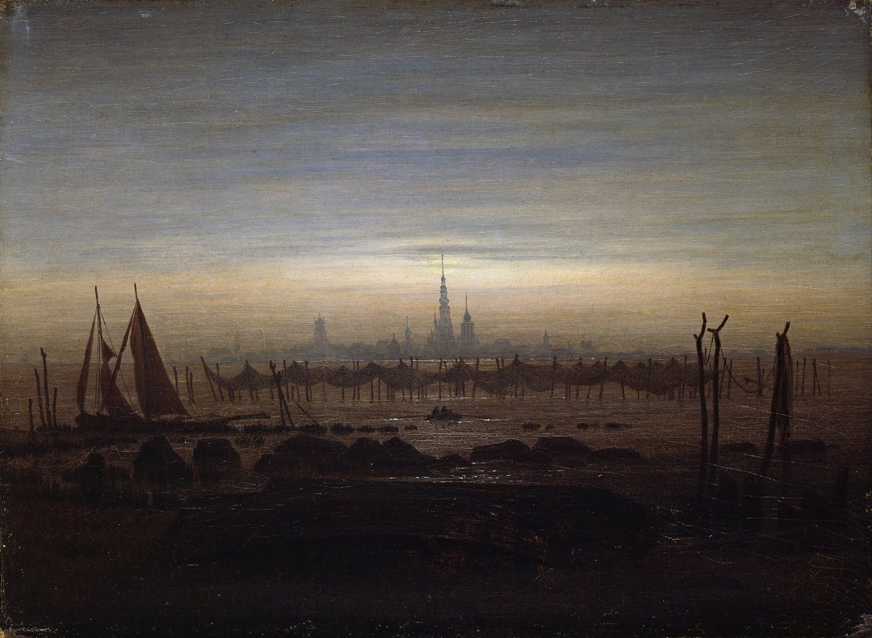 Greifswald v měsíčním světle od Caspar David Friedrich