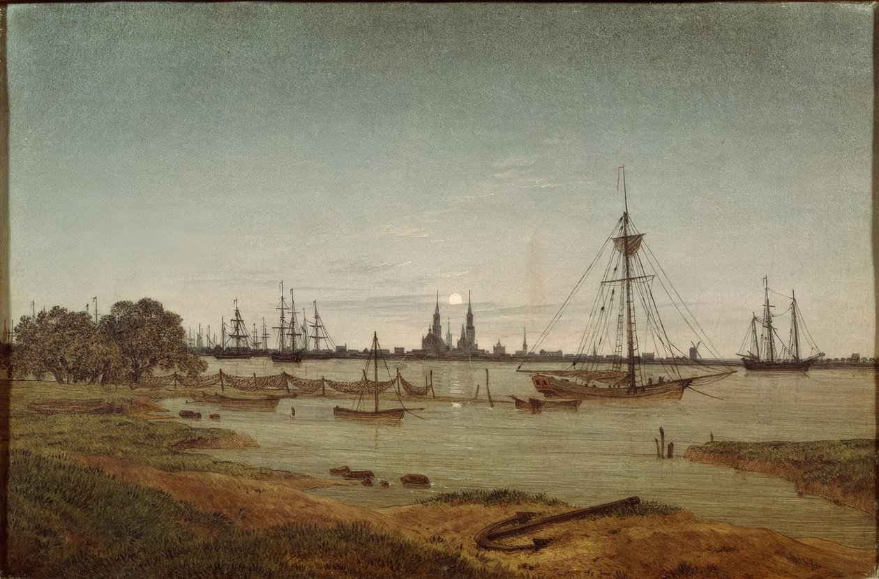 Přístav za měsíčního svitu od Caspar David Friedrich