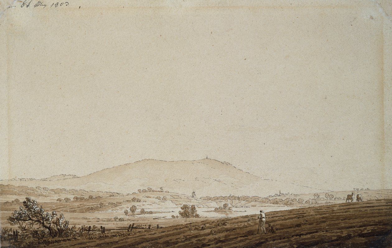 Krajina v Čechách s výhledem na horu Jeschken, 1803 (pero & inkoust na papíře) od Caspar David Friedrich