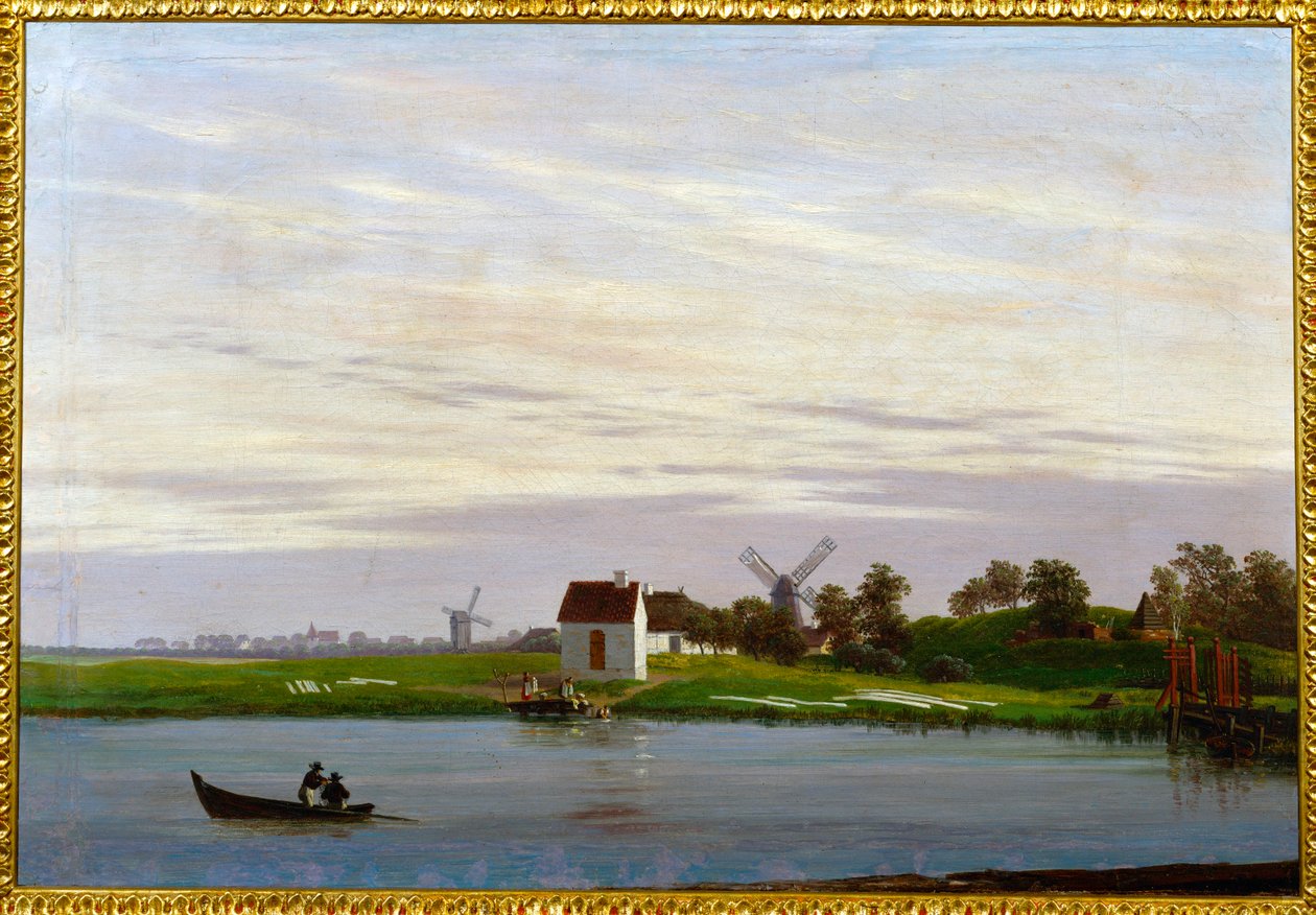 Krajina s větrnými mlýny od Caspar David Friedrich