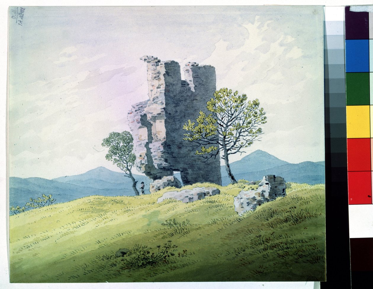 "Zřícenina teplického hradu v České republice"" (Zámek v Teplitz) Akvarel od Caspara Davida Friedricha (1774-1840) Puškinovo muzeum 19. století, Moskva od Caspar David Friedrich