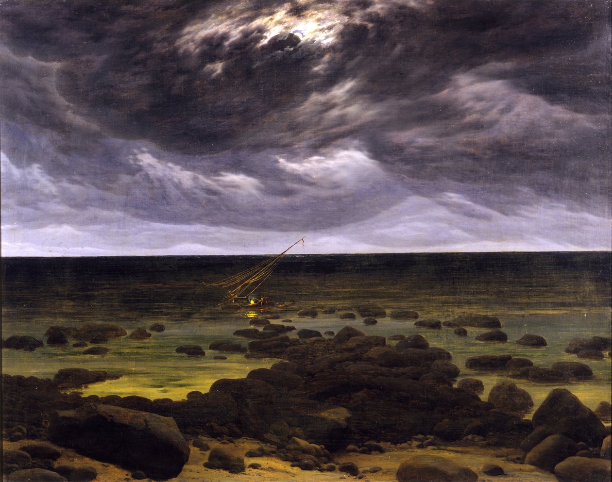 Pobřeží za měsíčního svitu od Caspar David Friedrich