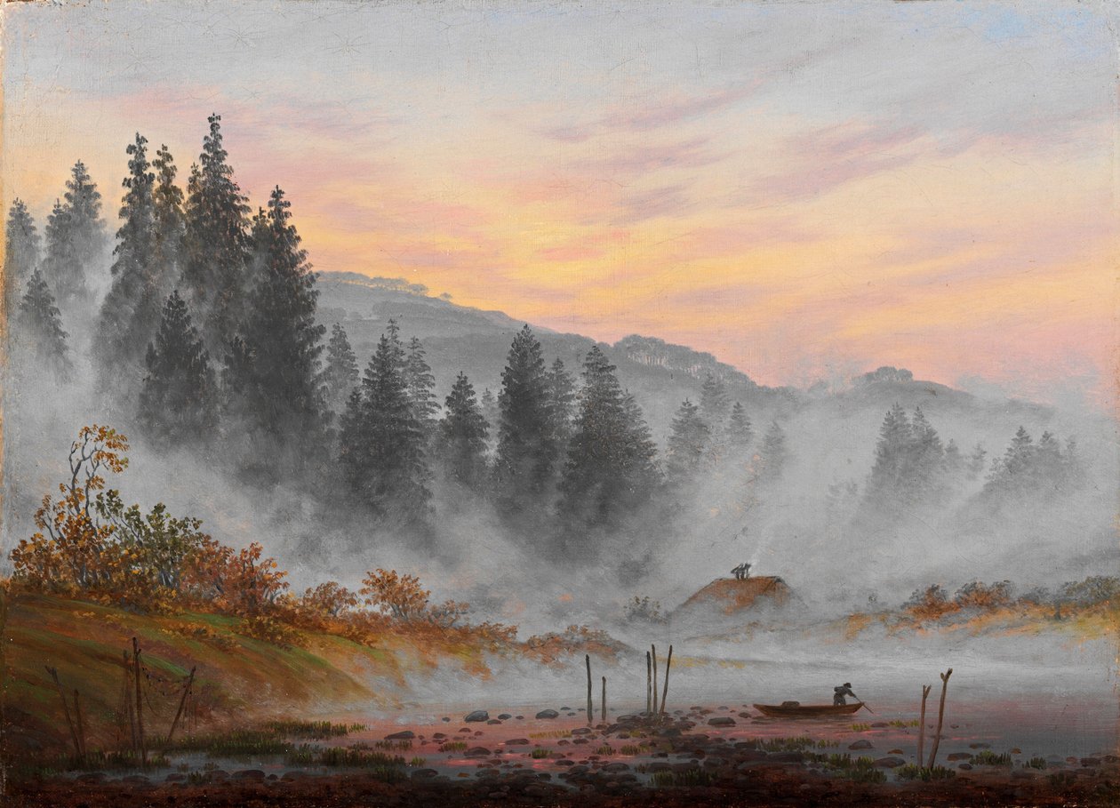 ""Moments de la Journee: le matin"" (Denní doby: Ráno) Obraz Caspara Davida Friedricha (1774-1840) 1821-1822 - Olej na plátně Rozměr 22x30 cm Niedersaechsisches Landesmuseum, Hannover od Caspar David Friedrich