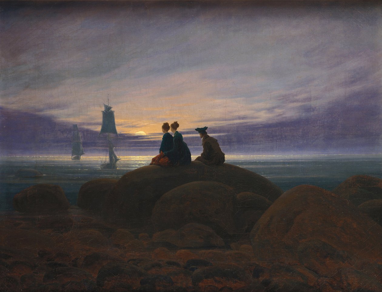 Východ měsíce nad mořem, 1822 od Caspar David Friedrich