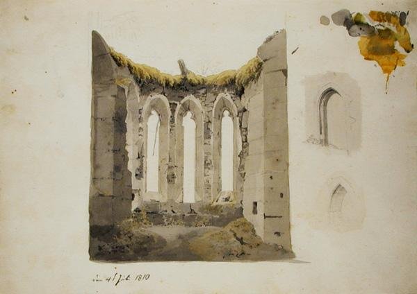 Ruiny gotického sboru, 4. července 1810 (tužka a wc na papíře) od Caspar David Friedrich