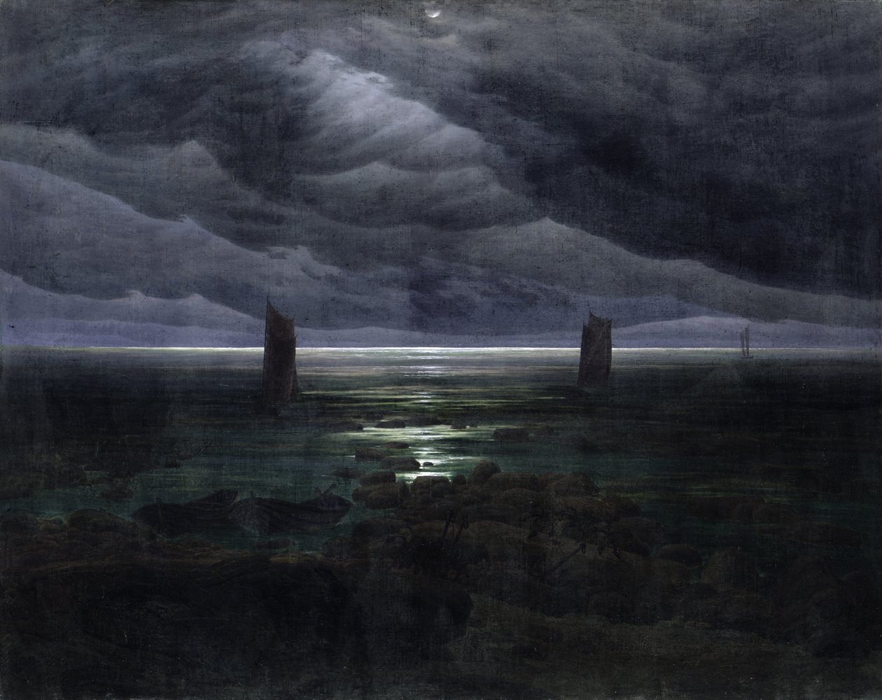 Mořské pobřeží v měsíčním světle od Caspar David Friedrich