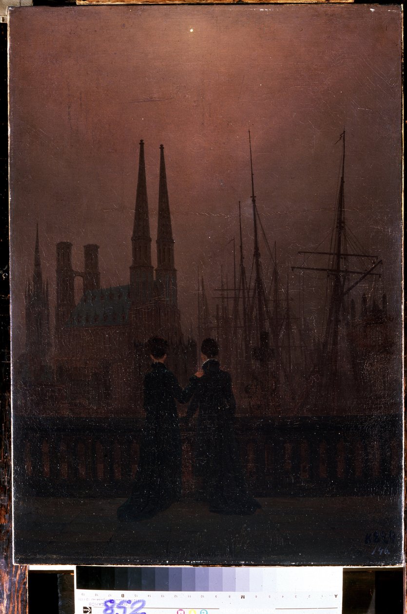 "Večer v přístavu nebo sestry"" (Noc v přístavu (Sestry)) Obraz Caspara Davida Friedricha (1774-1840) 1818-1820 Rozměr 74x52 cm Muzeum Ermitáž, Petrohrad od Caspar David Friedrich