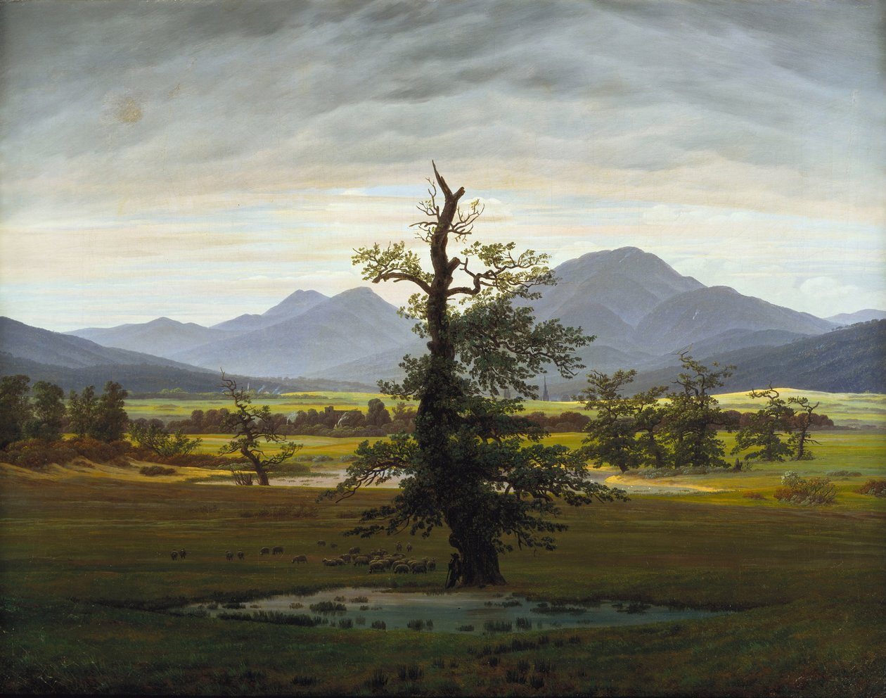 Osamělá stromová vesnice v ranním světle, 1822 od Caspar David Friedrich