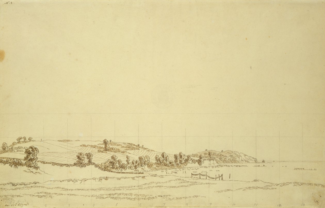 Jižní pobřeží Rujány (pero a tužka na papíře) od Caspar David Friedrich