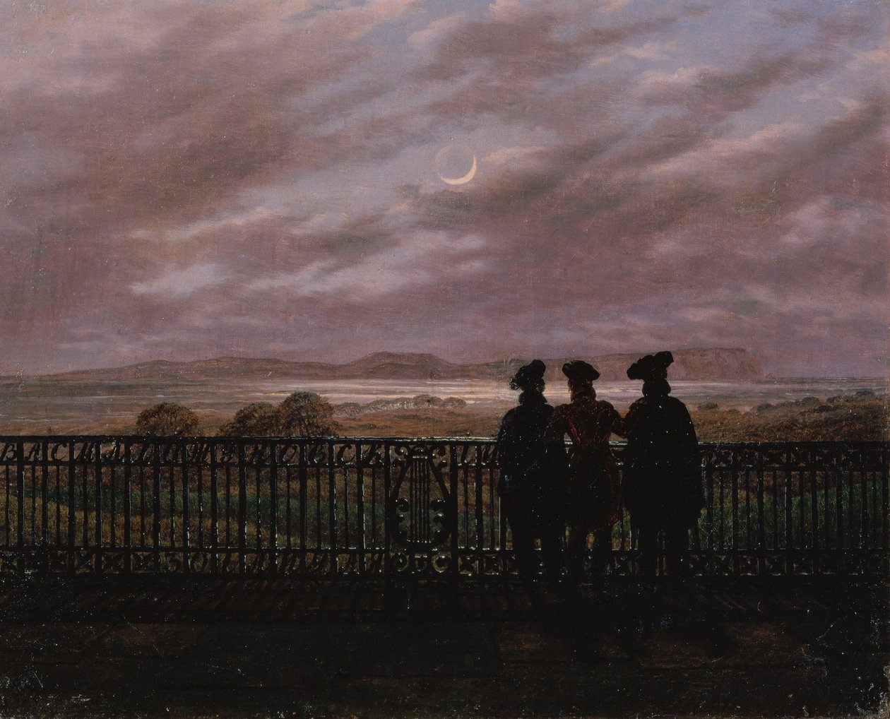 Básníci Vasilij Andrejevič Žukovskij (1783-1852), Sergejevič Ivan Turgeněv (1818-83) a Alexandr Ivanovič Turgeněv (asi 1784-1846), konec 20. let 19. století (olej na plátně) od Caspar David Friedrich