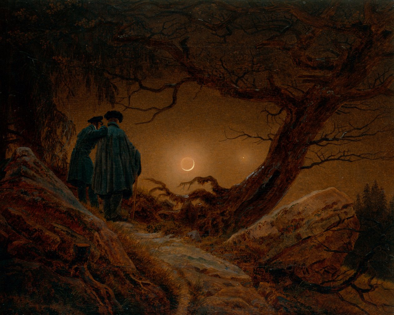 Dva muži uvažující o Měsíci od Caspar David Friedrich