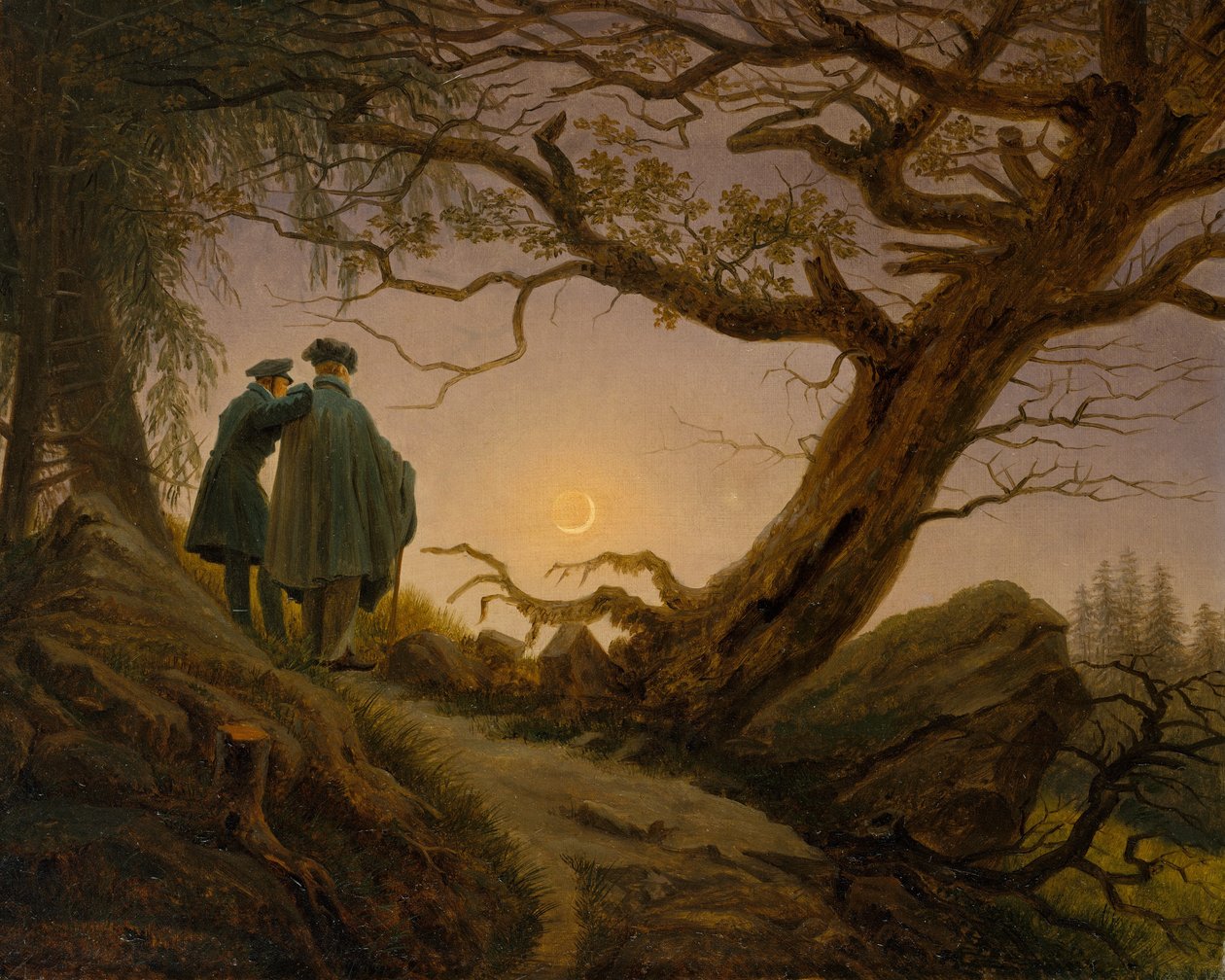 Dva muži uvažující o Měsíci, ca. 1825-30. od Caspar David Friedrich