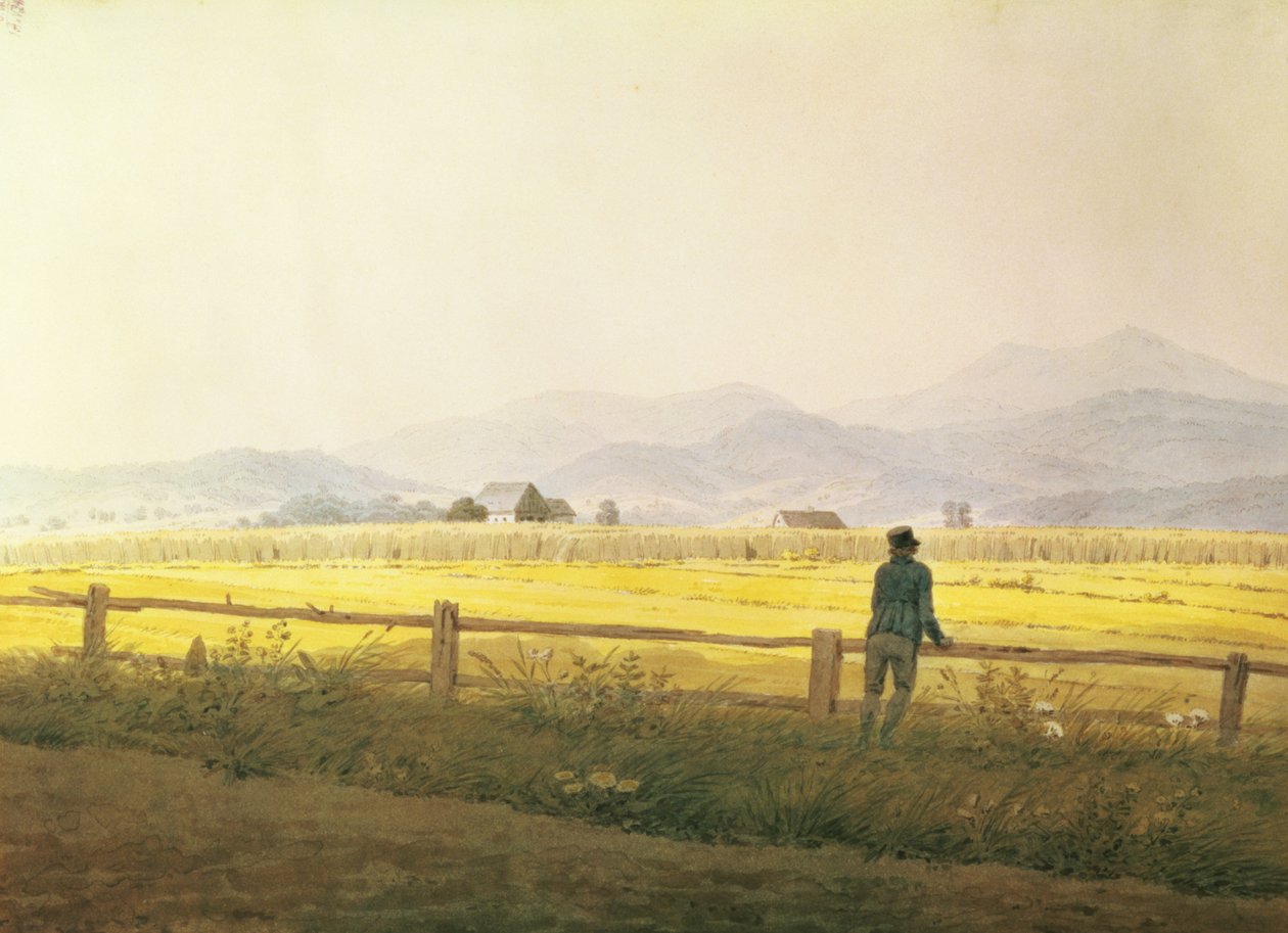 Pohled na Schmiedebergerkamm, kolem roku 1837 (akvarel na papíře) od Caspar David Friedrich