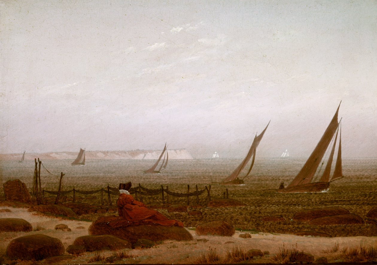 Žena na pláži na Rujáně od Caspar David Friedrich