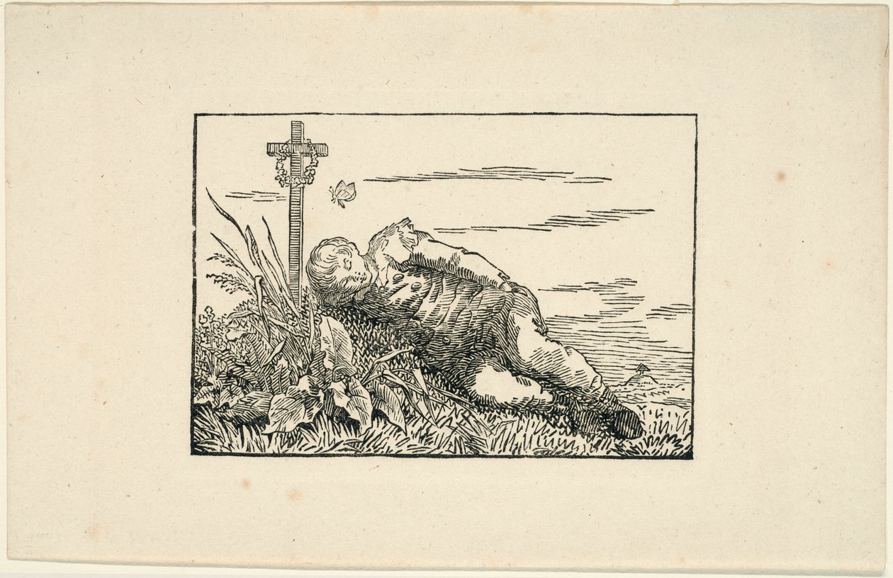 Mladý muž ležící na hrobě od Caspar David Friedrich