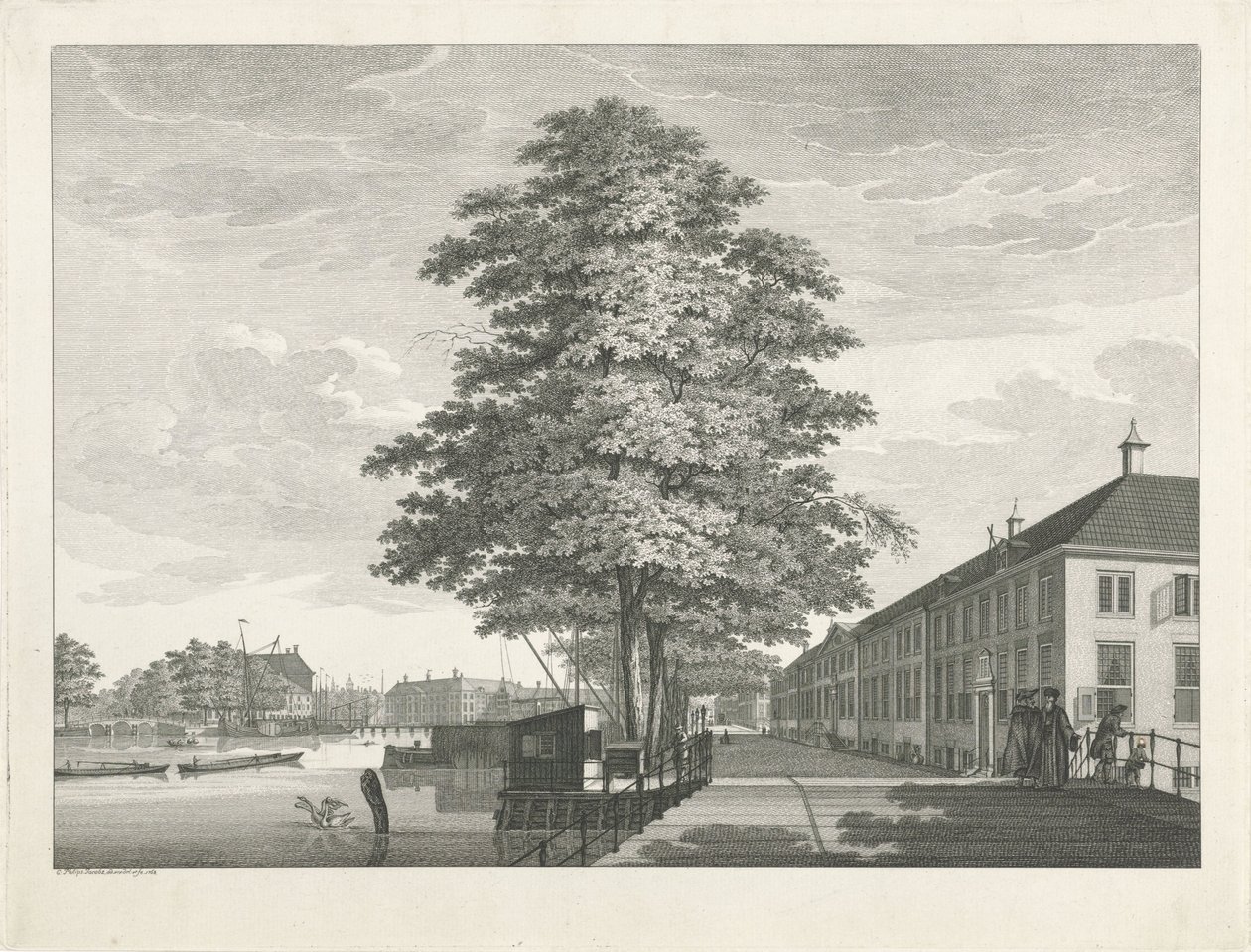 Pohled na Dům starých žen a mužů Diaconie v Amsterdamu od Caspar Jacobsz. Philips