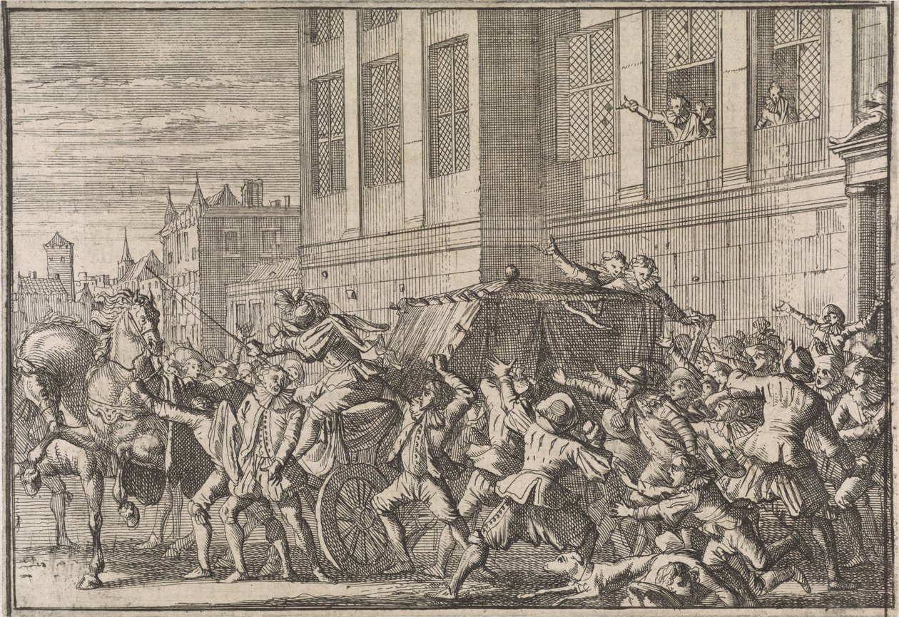 Útok v Madridu na kočár hraběte z Olivares, Gaspard de Gusmán, 1643 od Caspar Luyken (attributed to)