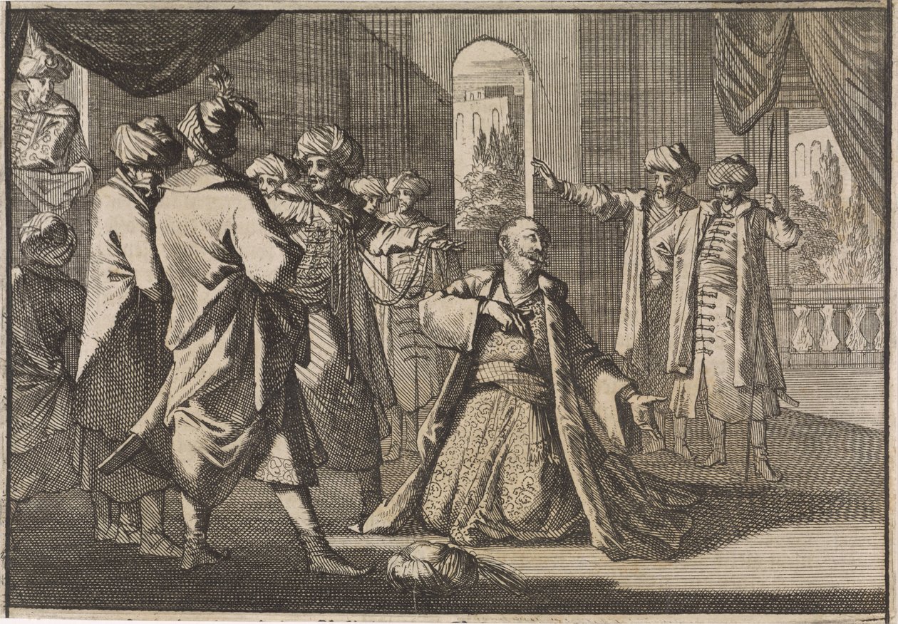 Emir Fakardin prosí sultána Murata IV o jeho život, 1633 od Caspar Luyken (attributed to)