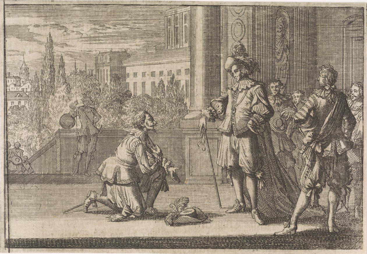Karel IV., vévoda lotrinský klečící před Ludvíkem XIII., 1641 od Caspar Luyken (attributed to)