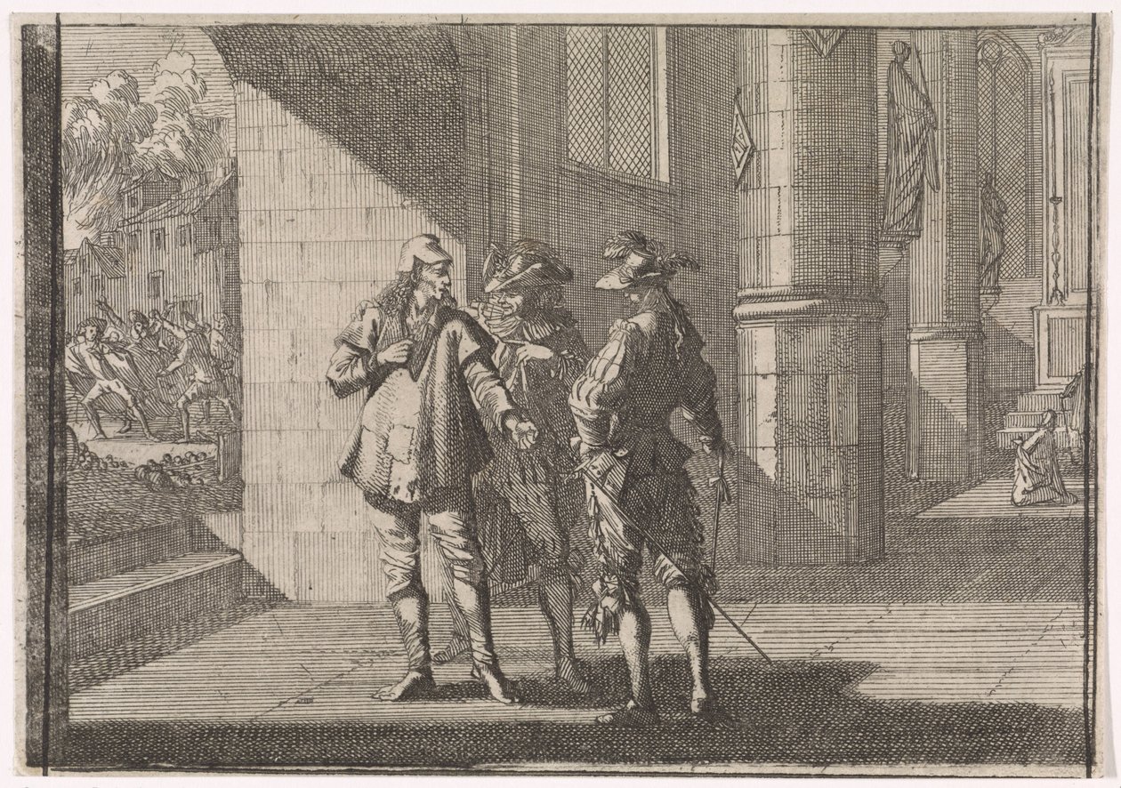 Masaniello mluví se dvěma šlechtici v kostele, 1647 od Caspar Luyken (attributed to)