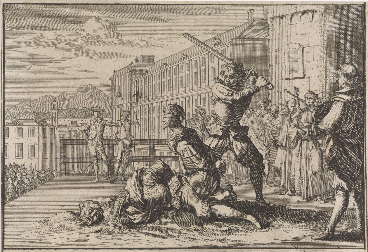 Stětí markýze z Cinq-Mars a Françoise De Thou, 1642 od Caspar Luyken (attributed to)