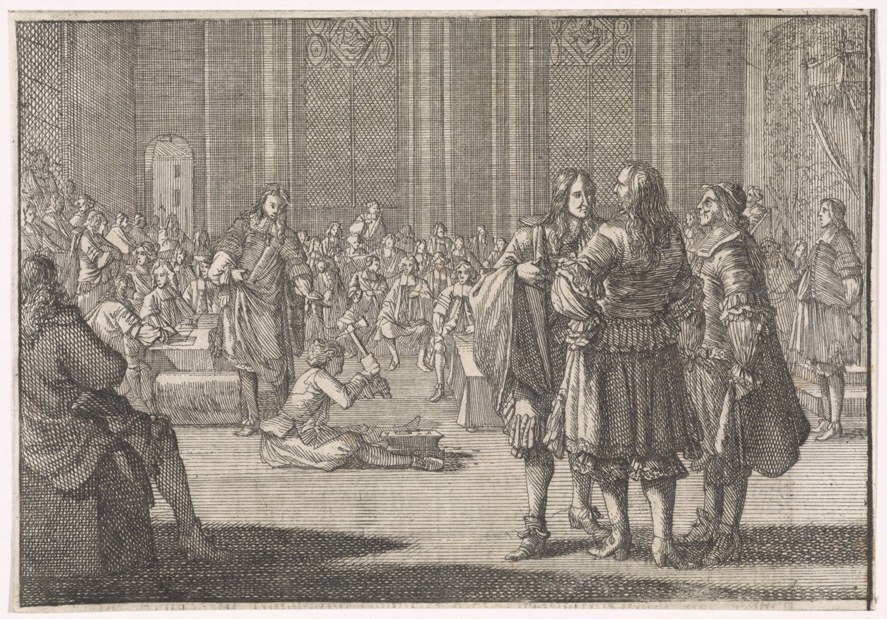 Imperiální pečeť Anglie byla rozbita ve Sněmovně lordů, 1646 od Caspar Luyken (attributed to)