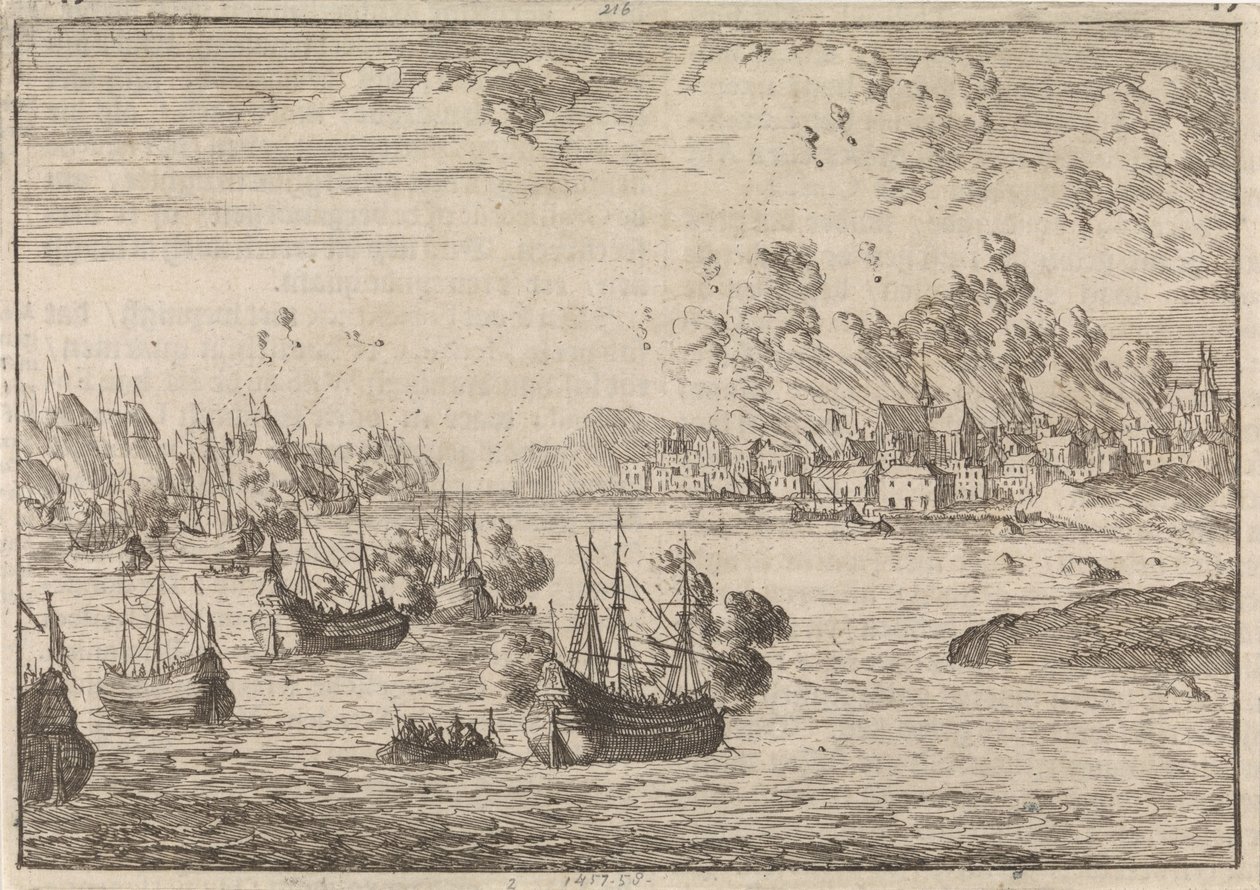 Bombardování Dieppe, 1694 od Caspar Luyken