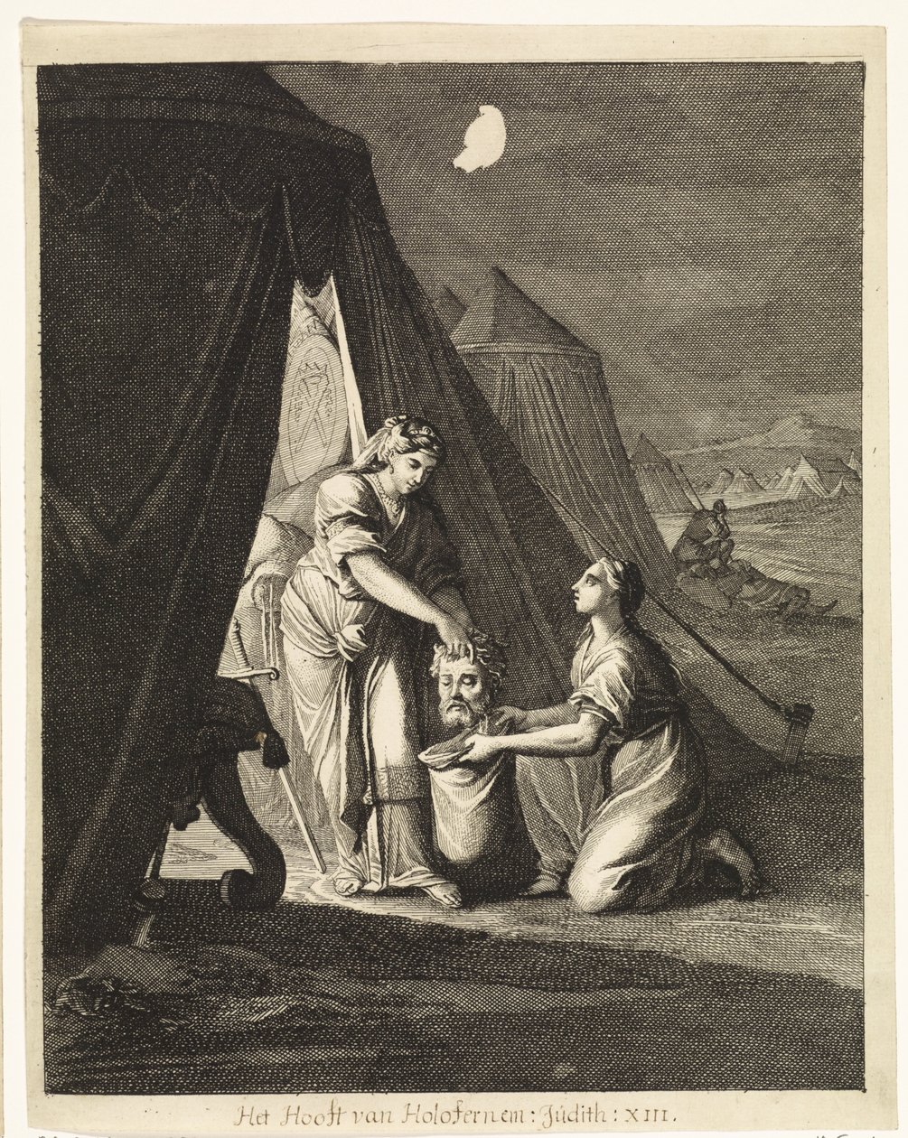 Judith strčí Holofernesovu hlavu do pytle od Caspar Luyken