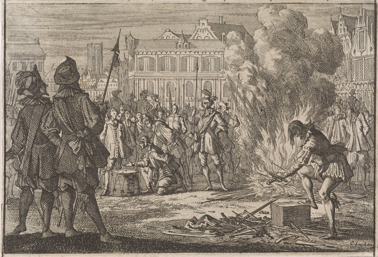 Vojenský soud na pražském Rynku, 1642 od Caspar Luyken