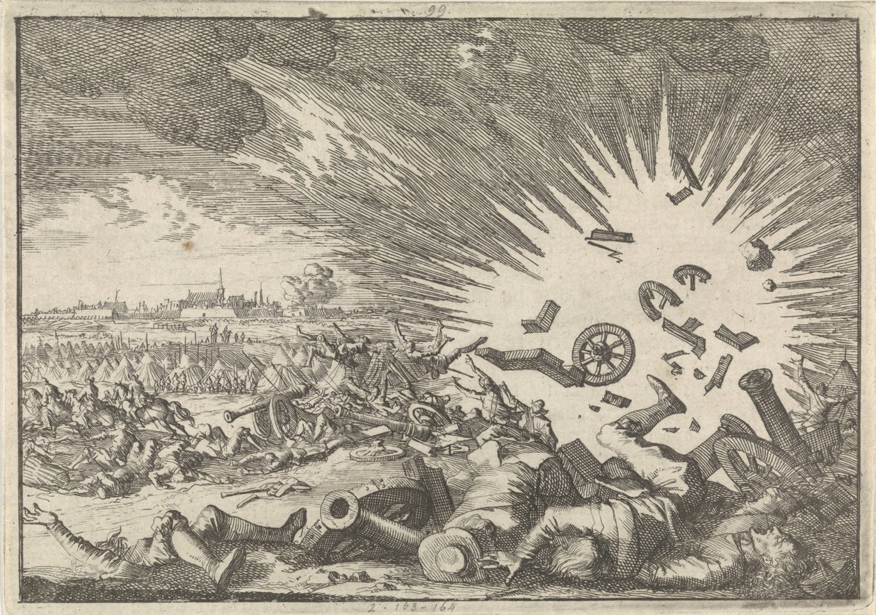 Exploze francouzské prachárny během obléhání Namuru, 1640 od Caspar Luyken