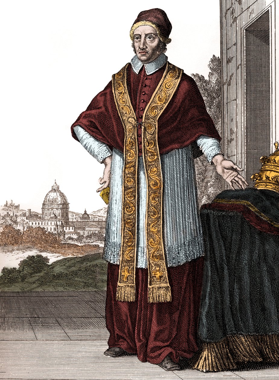 Portrét papeže Klementa XI. (Clemente ou Clemens) (papež v letech 1700 až 1721) - Kresby od Caspara Luykena - vyryto a publikováno Christophem Weigelem (Norimberk 1703) od Caspar Luyken