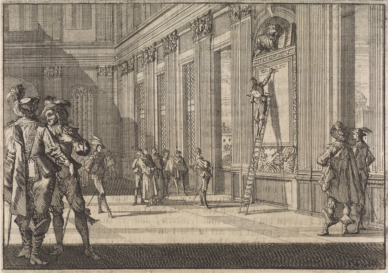 Restaurování nápisu pro Benátčany ve Vatikánském paláci v Římě, 1643 od Caspar Luyken