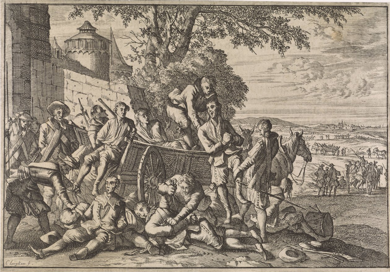 Španělští vojáci jsou naloženi na vozy a odvezeni, 1641 od Caspar Luyken